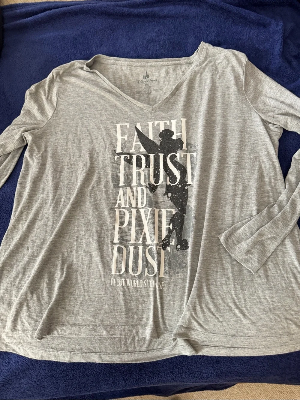 Women’s Gray Long-Sleeve V-Neck Shirt with Pixie Dust Graphic